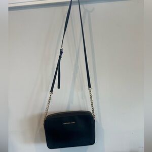 Michael Kors Women's Top Zip Closure Saffiano Leather Crossbody Bag, Black